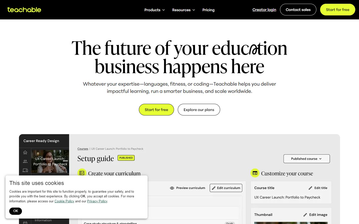 Teachable course platform — a primary piracy target due to its scale and popularity